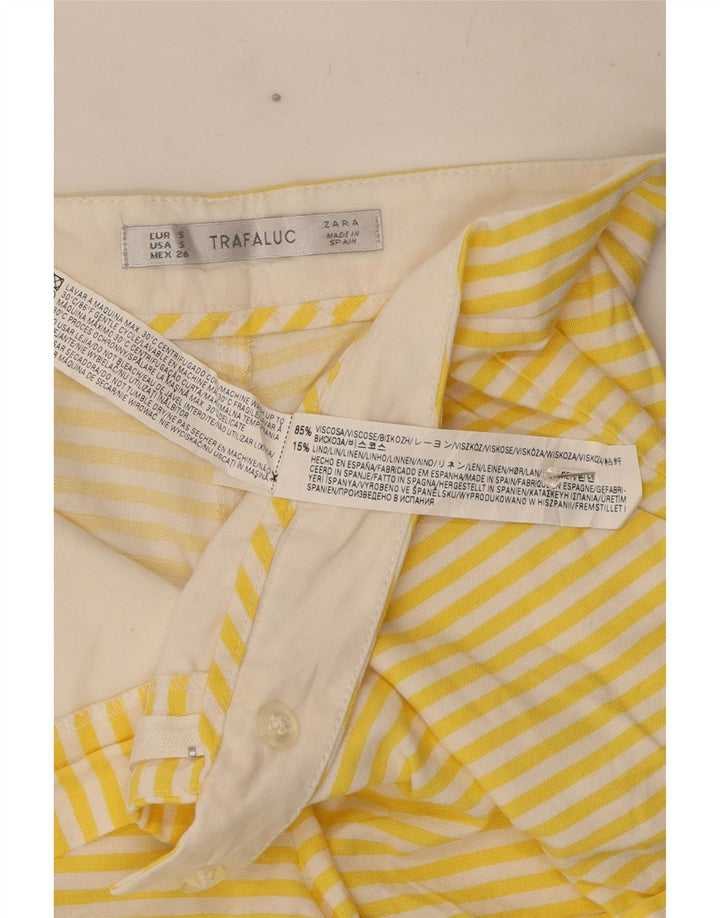 Zara Damen Hotpants Small W26 Gelbe Nadelstreifen-Viskose