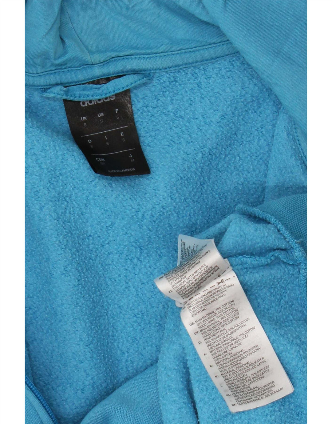 Adidas Herren-Kapuzenpullover mit Reißverschluss, klein, aus blauer Baumwolle