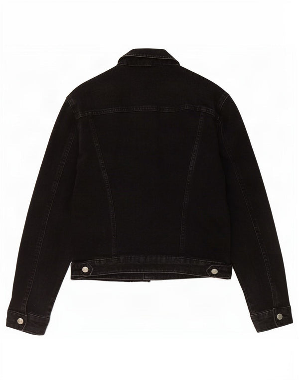 Zara Damen Crop Jeansjacke UK 14 Large Schwarz