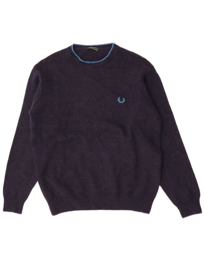 Fred Perry Jungen-Pullover mit Rundhalsausschnitt, 13–14 Jahre, marineblaue Wolle
