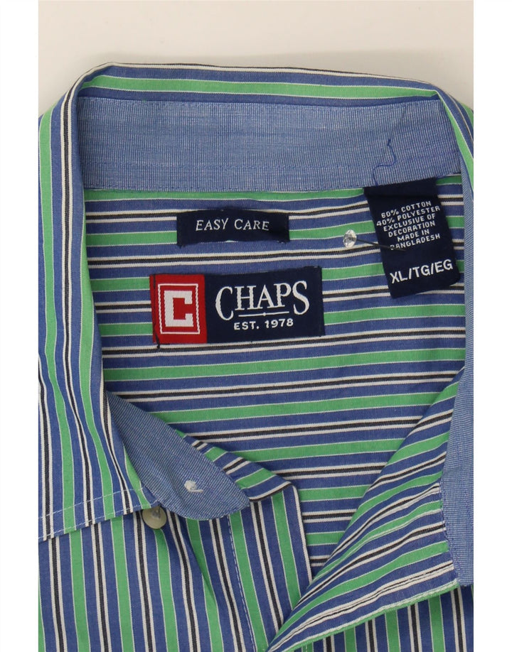 CHAPS Mens Shirt XL Green Striped Cotton Vintage Chaps and Second-Hand Chaps from Messina Hembry 