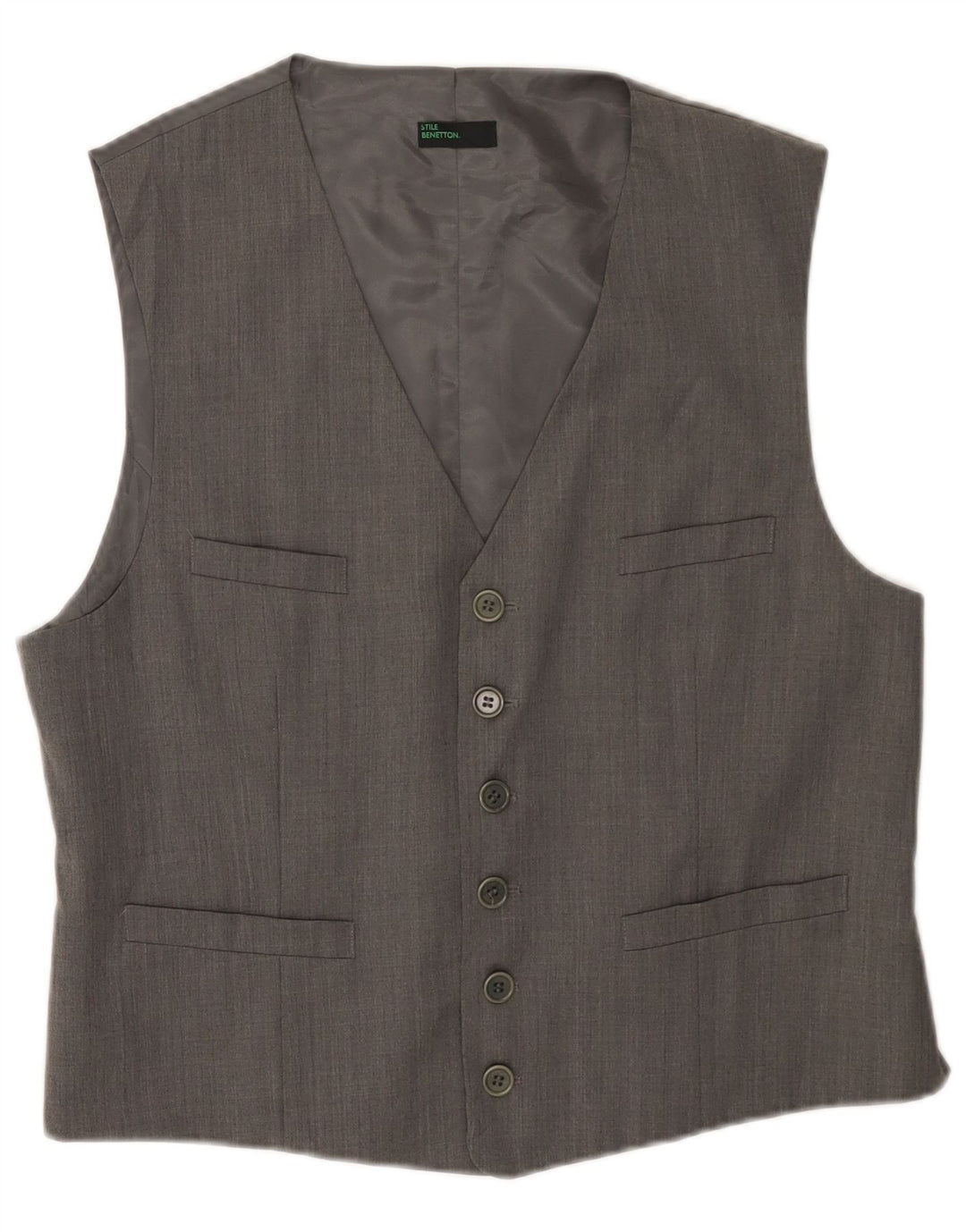Benetton Herrenweste IT 54 XL graue Wolle