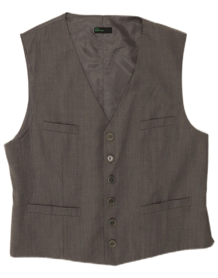 Benetton Herrenweste IT 54 XL graue Wolle