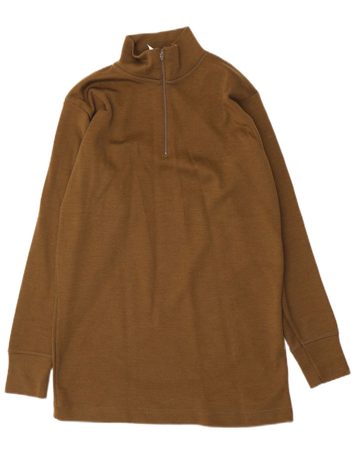 Vintage Herren-Pullover mit Reißverschluss, mittleres Khaki, Polyamid
