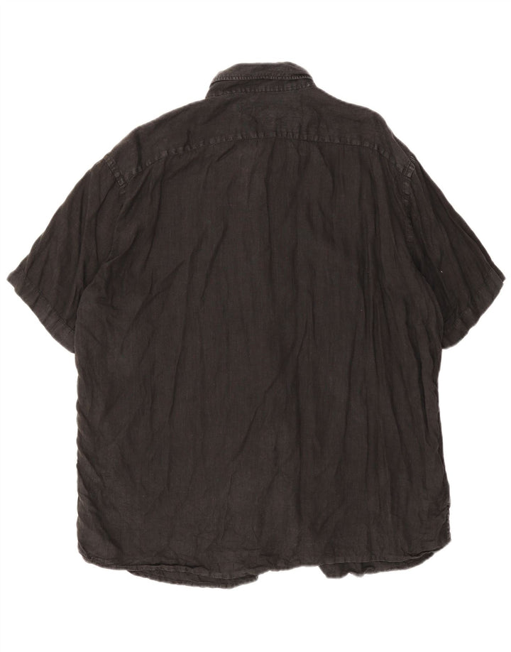 Hugo Boss Herren Kurzarmhemd XL Grau Leinen
