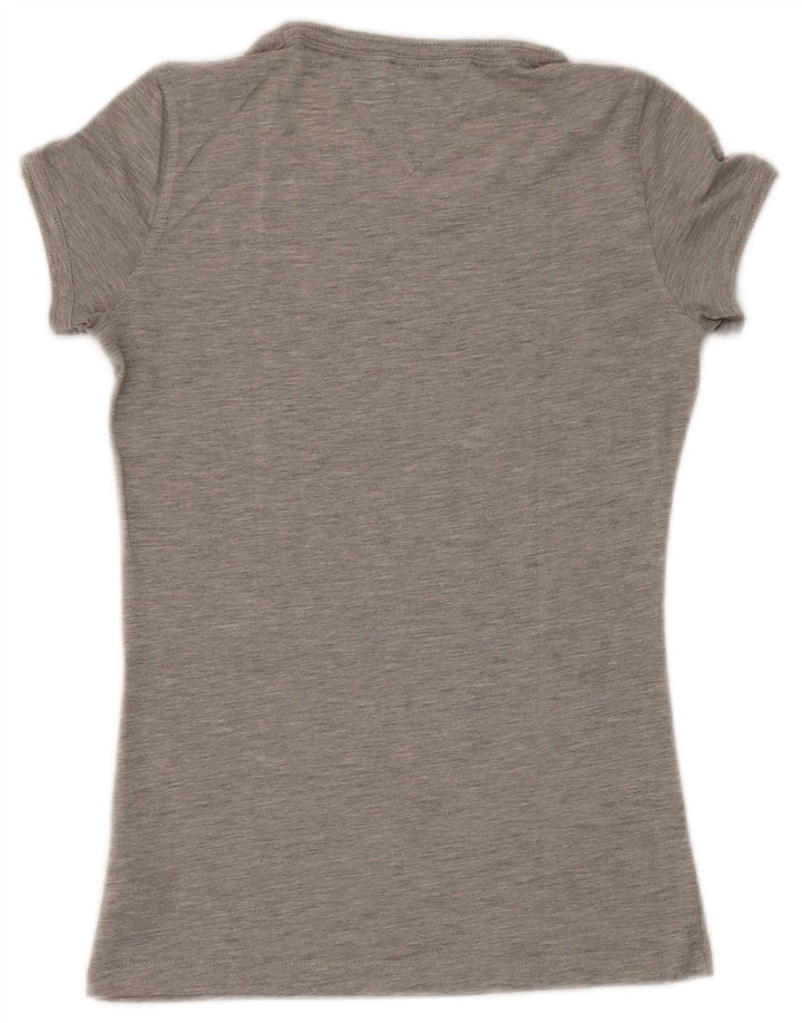 Tommy Hilfiger Damen Grafik-T-Shirt-Oberteil UK 12 Mittelgraues Polyester