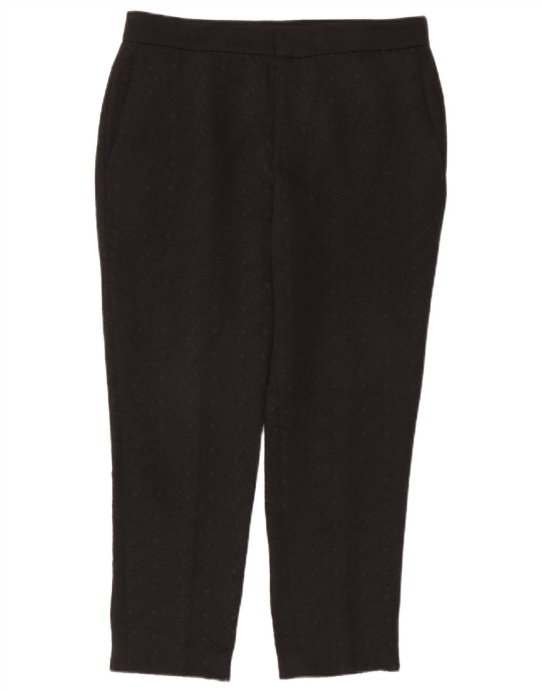 Schmale, verkürzte Damenhose von Zara, mittelgroß, W28, L25, schwarz geflecktes Polyester