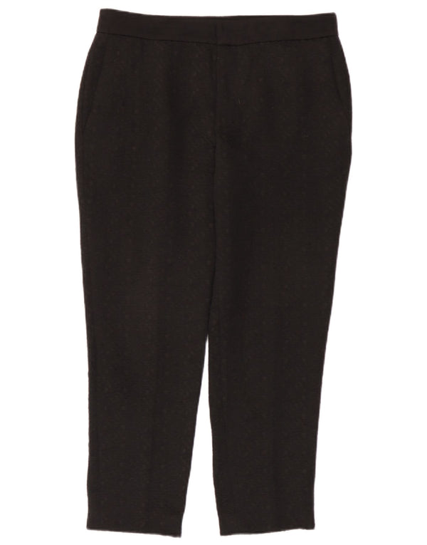 Schmale, verkürzte Damenhose von Zara, mittelgroß, W28, L25, schwarz geflecktes Polyester