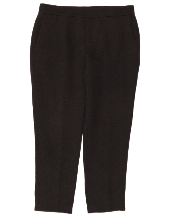 Schmale, verkürzte Damenhose von Zara, mittelgroß, W28, L25, schwarz geflecktes Polyester