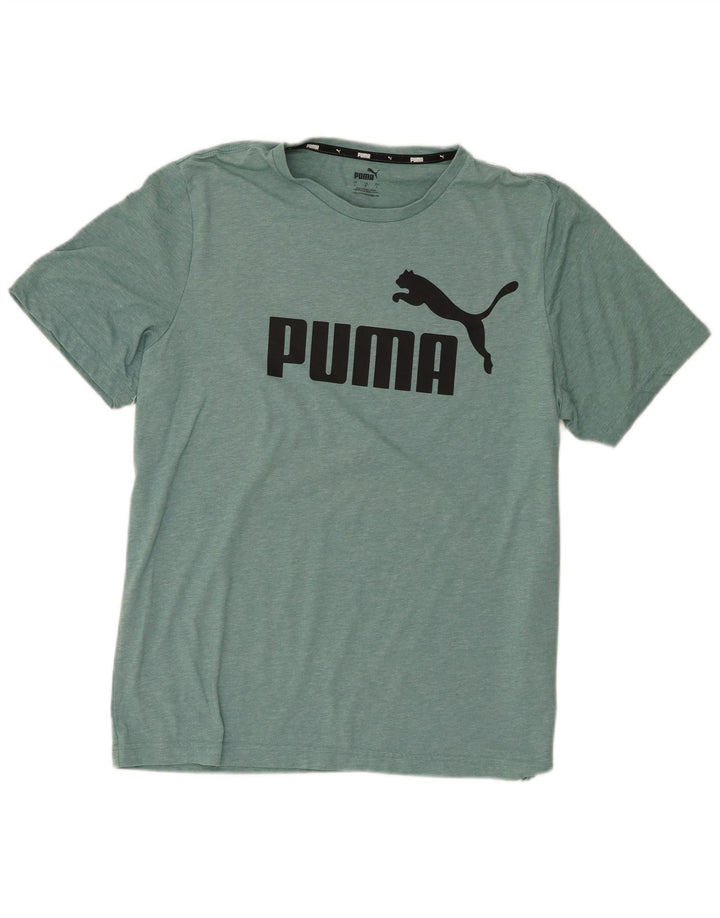 Puma Herren-T-Shirt mit Grafik, groß, grün geflecktes Polyester