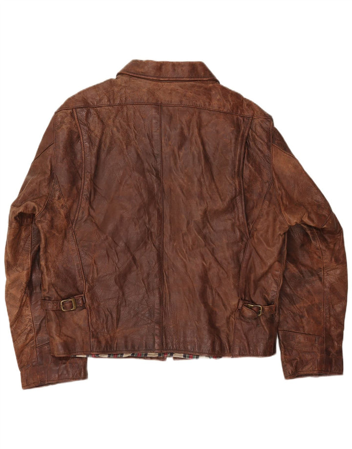 Americanino Damen Übergroße Lederjacke UK 16 Großes braunes Leder