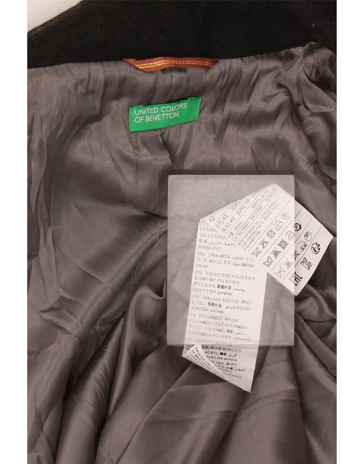 Benetton Damen Übergroßer Mantel UK 10 Small Schwarze Wolle