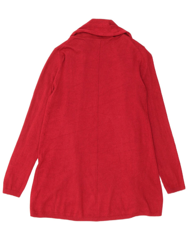 Zara Damen Longline Open Cardigan Pullover UK 10 Small Burgund