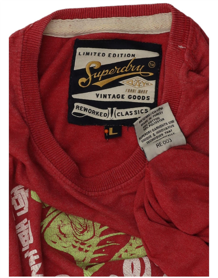 SUPERDRY Herren-T-Shirt mit Grafik, Größe L, aus roter Baumwolle