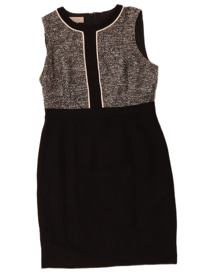 Hobbs Ärmelloses Damen-Etuikleid, UK-Gr. 12, Mittelschwarz geflecktes Polyester