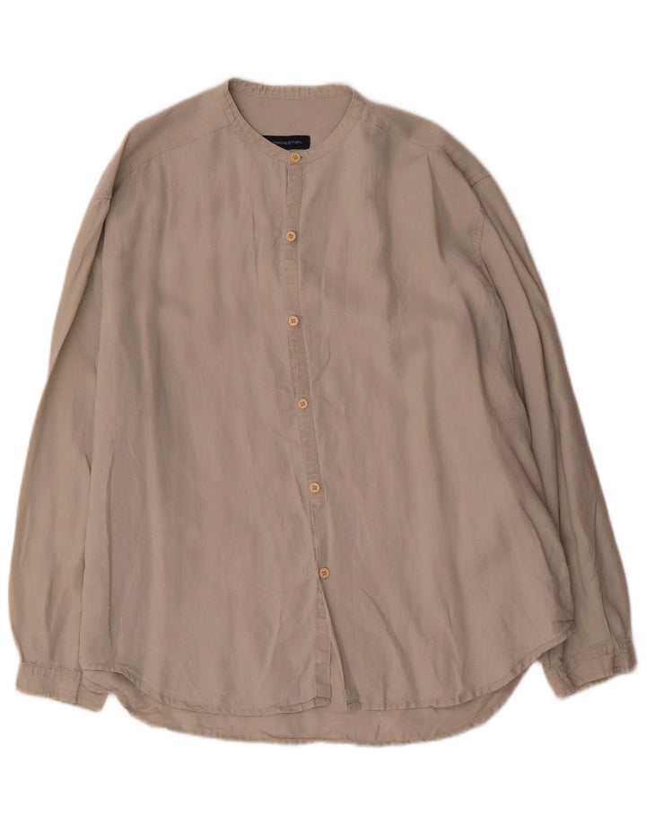 French Connection Herrenhemd XL Beige Leinen