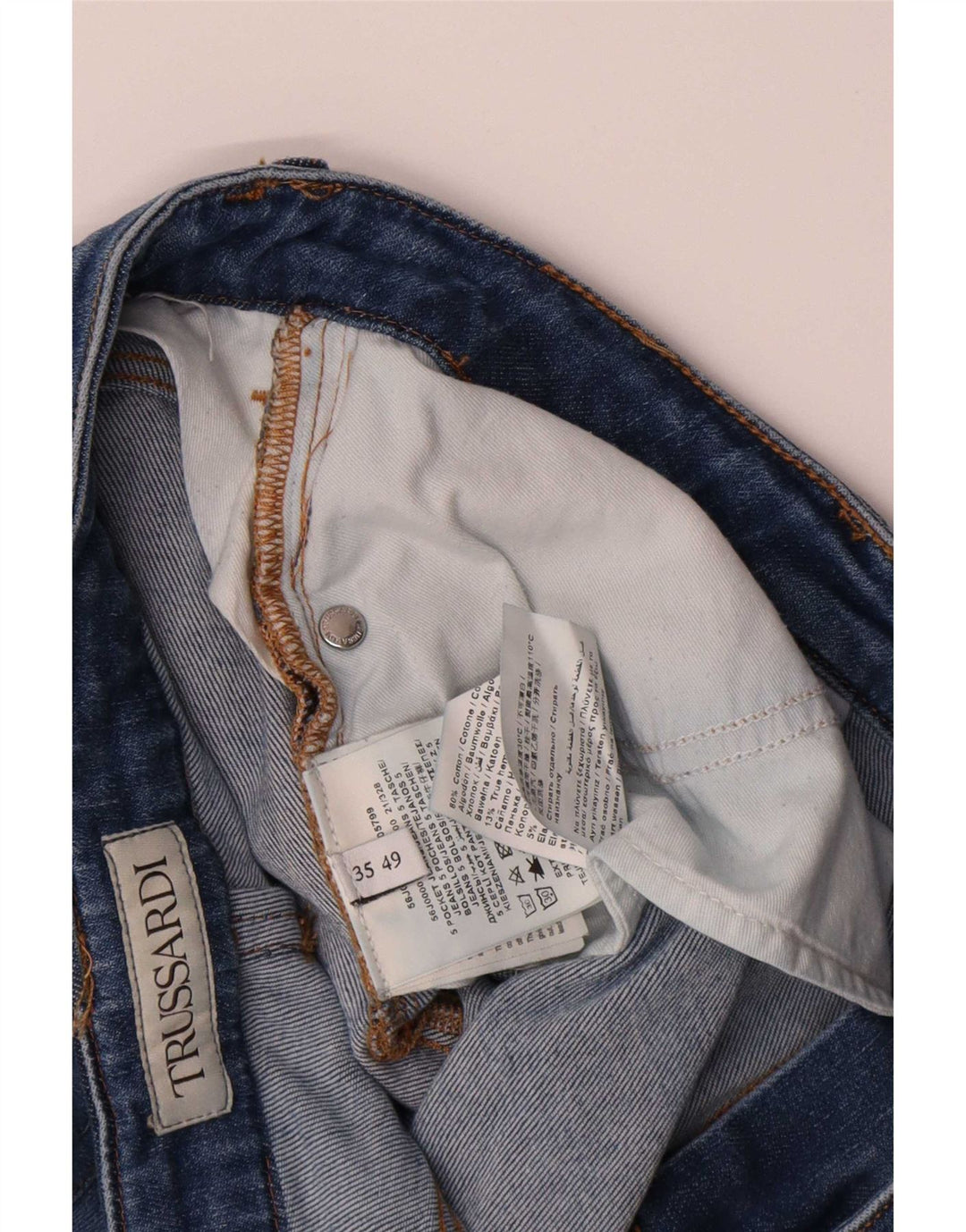 Trussardi Damen Straight Jeans W35 L26 Blaue Baumwolle