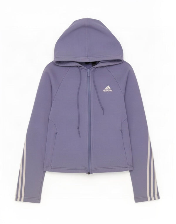 Adidas Damen Zip Hoodie Pullover UK 8/10 Small Lila Baumwolle