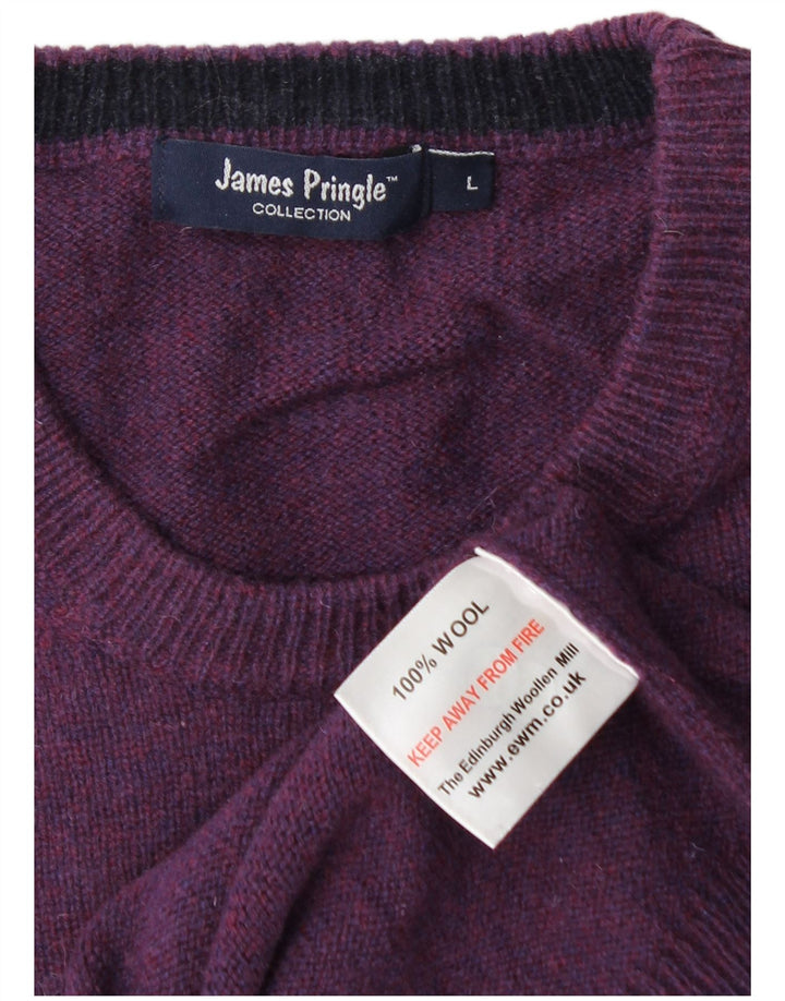 JAMES PRINGLE Herren-Pullover mit Rundhalsausschnitt, groß, lila Wolle