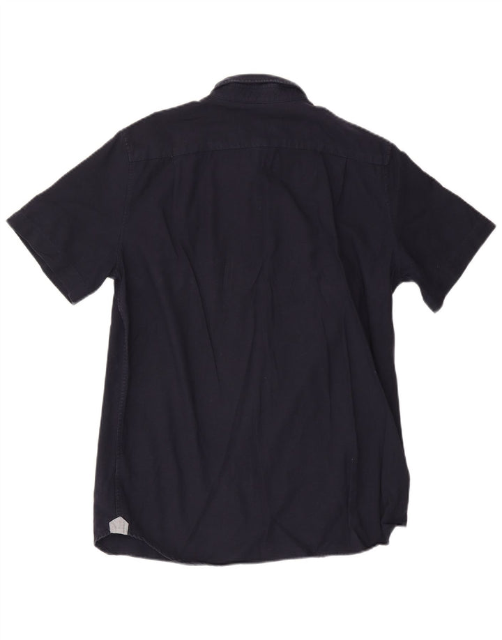 Lacoste Herren Kurzarm-Hemd mit regulärer Passform, mittelmarineblaue Baumwolle