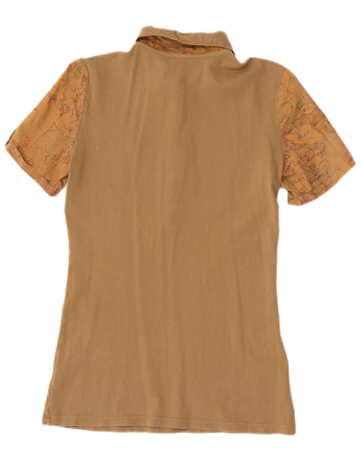 ALVIERO MARTINI Damen Poloshirt IT 42 Medium Khaki Check Baumwolle