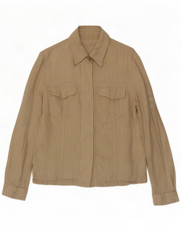 Emanuel Ungaro Damen Utility-Jacke IT 44 Mittelbeiges Leinen