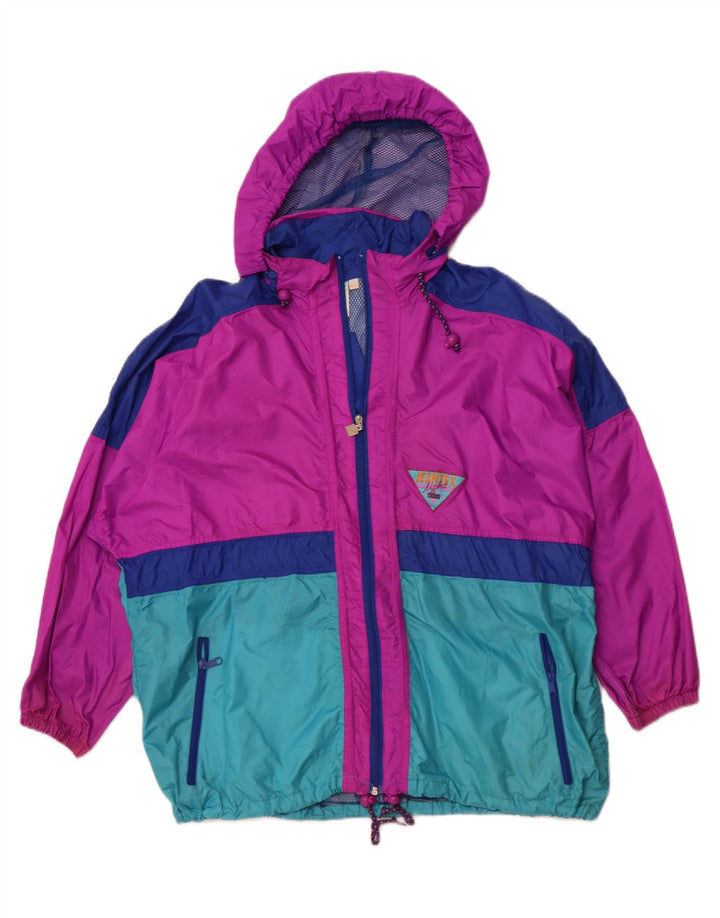 J JEANTEX Damen Regenjacke mit Kapuze UK 44/46 2XL Lila Farbblock