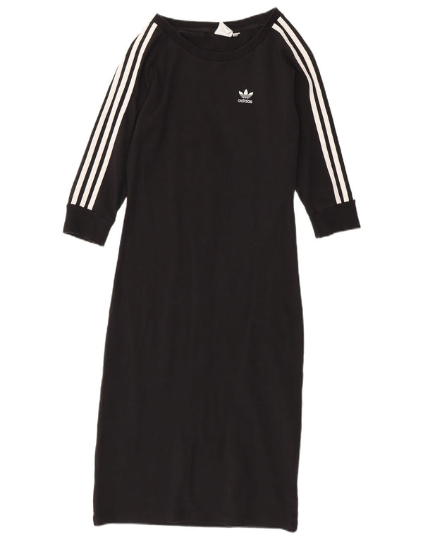 Adidas Damen T-Shirt-Kleid mit 3/4-Ärmeln, UK 12, mittelschwarz, Baumwolle