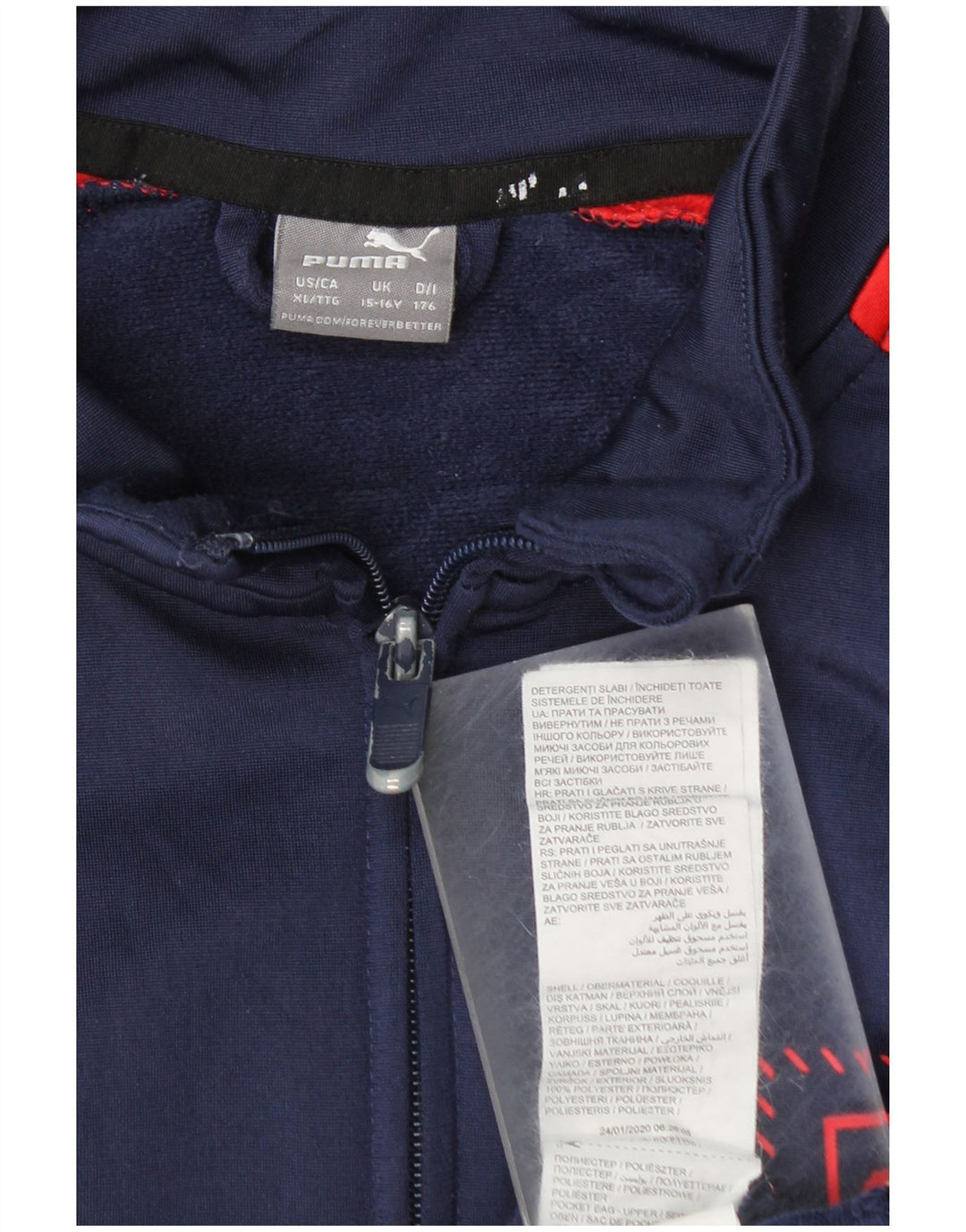Puma Jungen Grafik-Trainingsanzug-Top-Jacke, 15–16 Jahre, Marineblau, Farbblock