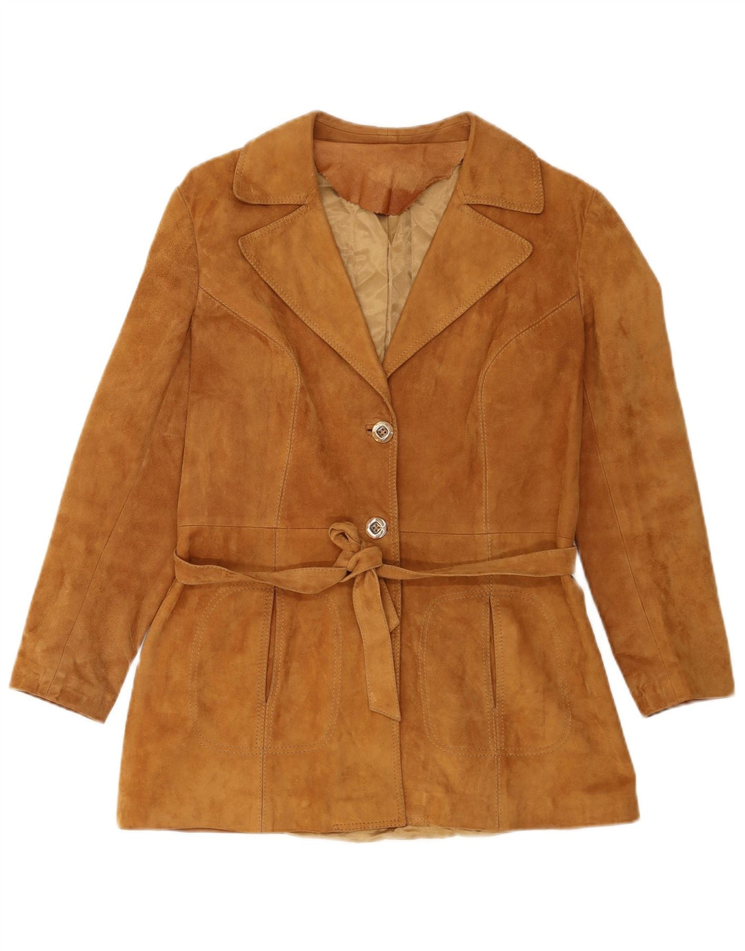 Grand Ford Damen 3-Knopf-Wildleder-Blazerjacke IT 46 Large Beige