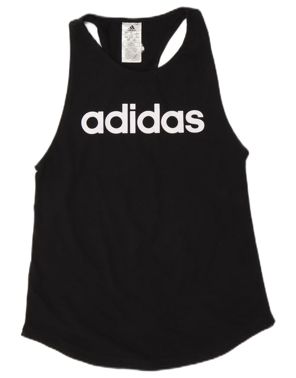 Adidas Damen Graphic Vest Top UK 8/10 Small Schwarz Baumwolle