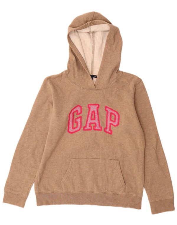 GAP Damen-Pullover mit grafischem Kapuzenpullover, Gr. 10, Größe S, Beige, Baumwolle