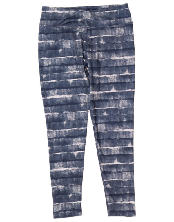 Adidas Damen Climalite Leggings UK 12/14 Mittelblau gestreift Polyester