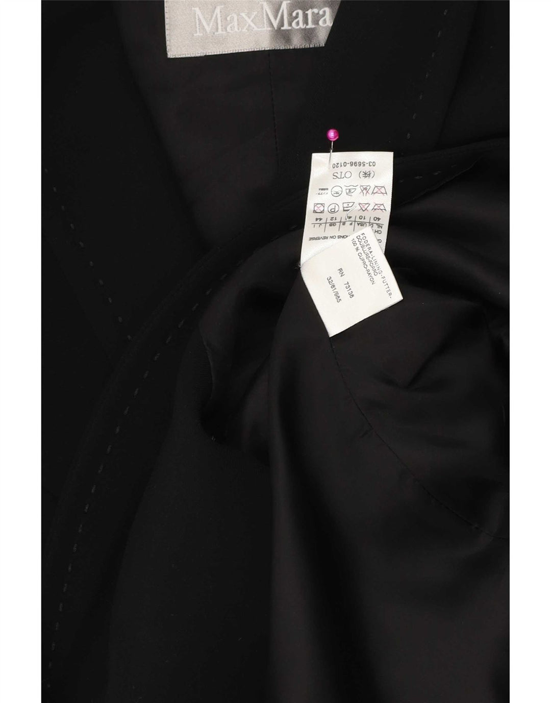 Max Mara Damen-Blazer mit 3/4-Ärmeln und 1 Knopf, Gr. 12, Mittelschwarz, Viskose