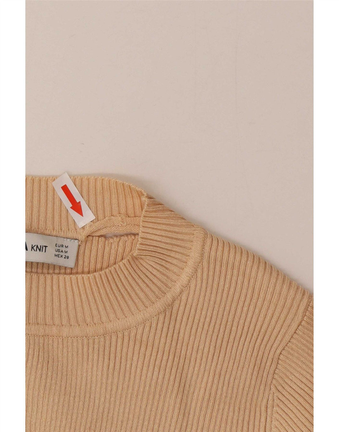 Zara Damen Crop Top 3/4 Ärmel UK 12 Medium Beige