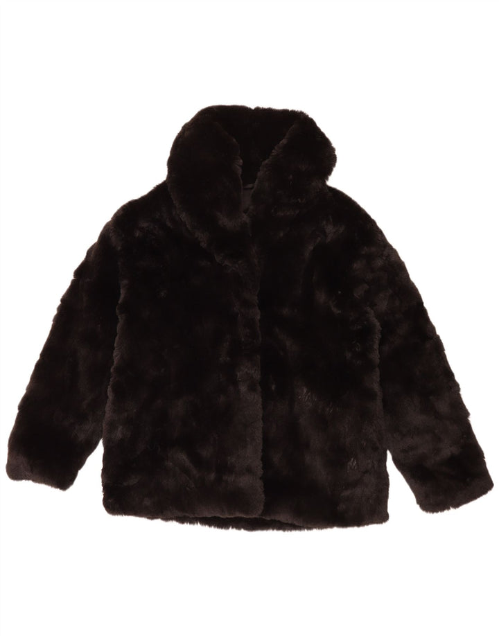 Zara Damen Kunstpelzjacke UK 14 Large Schwarz Polyester