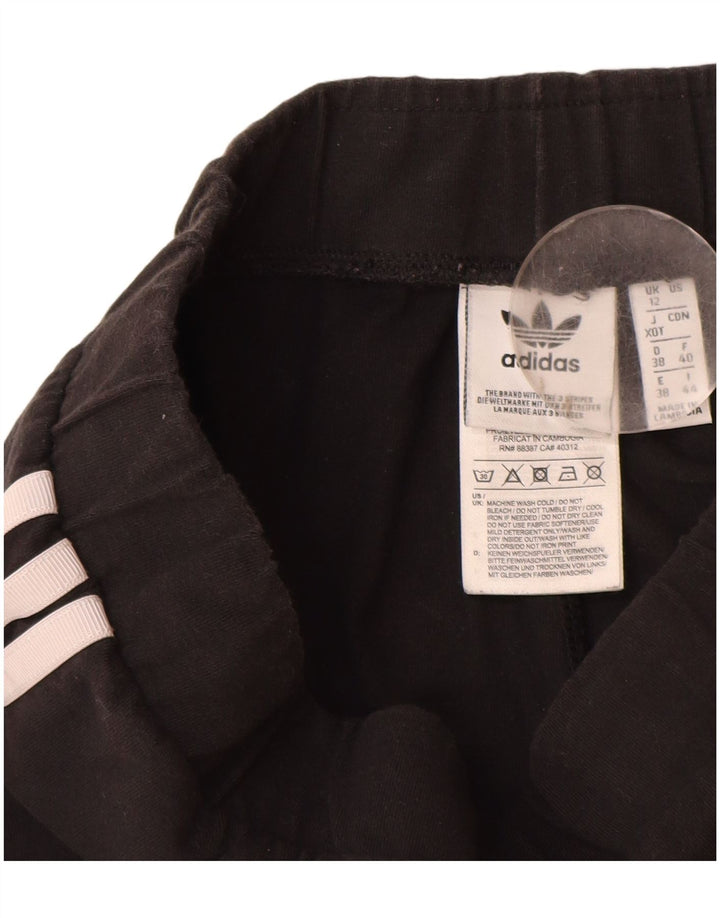 Adidas Damen Leggings UK 12 Medium Schwarz Baumwolle
