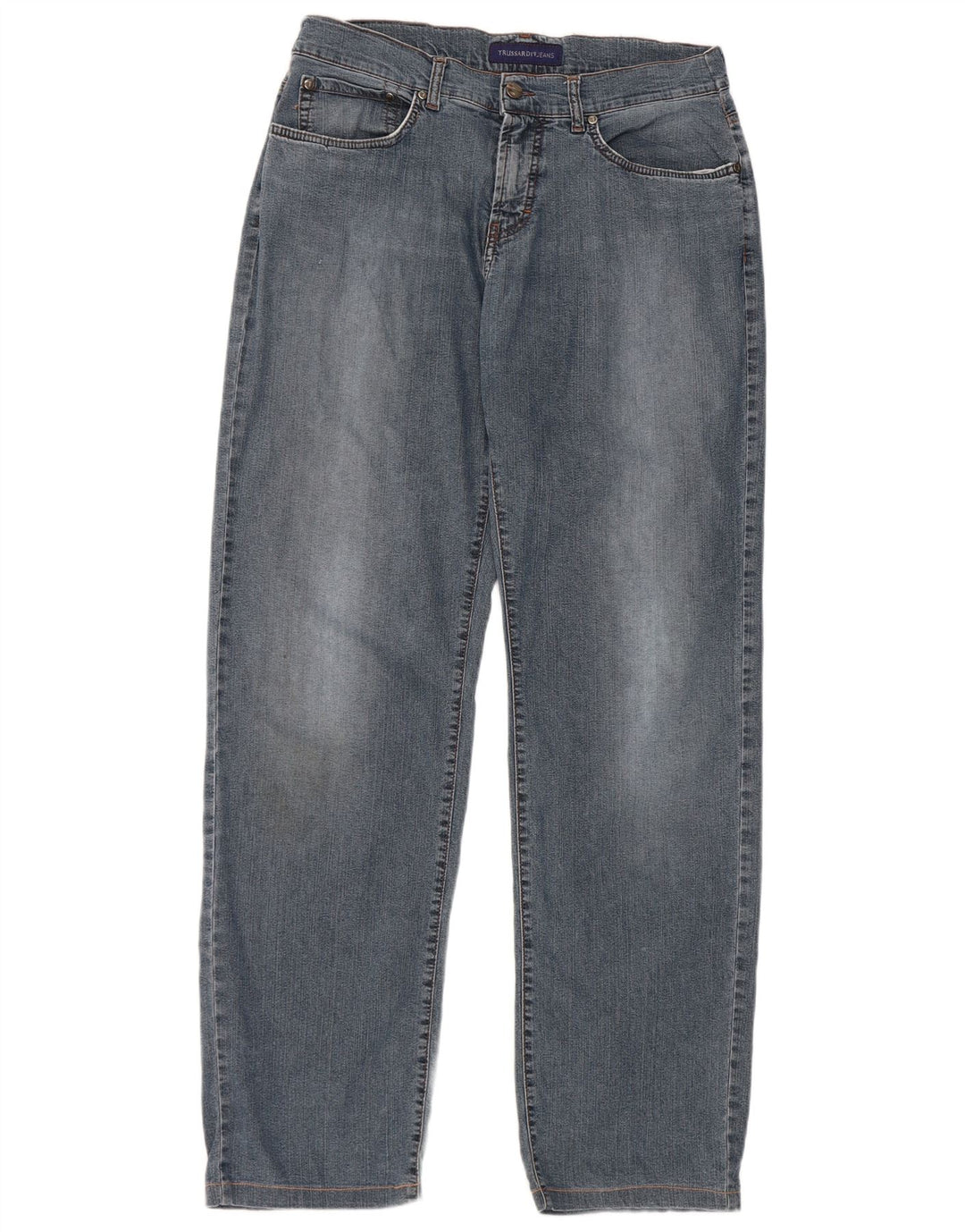 Trussardi Herren Straight Jeans W34 L32 Blaue Baumwolle