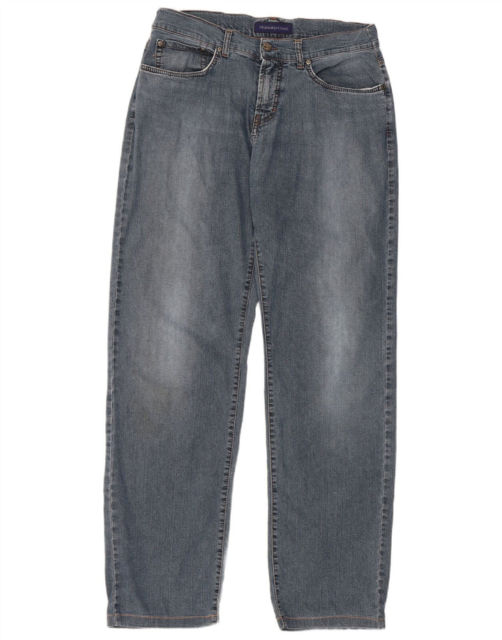 Trussardi Herren Straight Jeans W34 L32 Blaue Baumwolle
