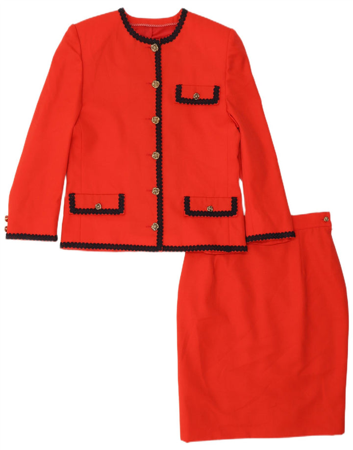 Vintage Damen 6-Knopf-2-teiliges Rock-Set UK 12 Medium W28 Rot