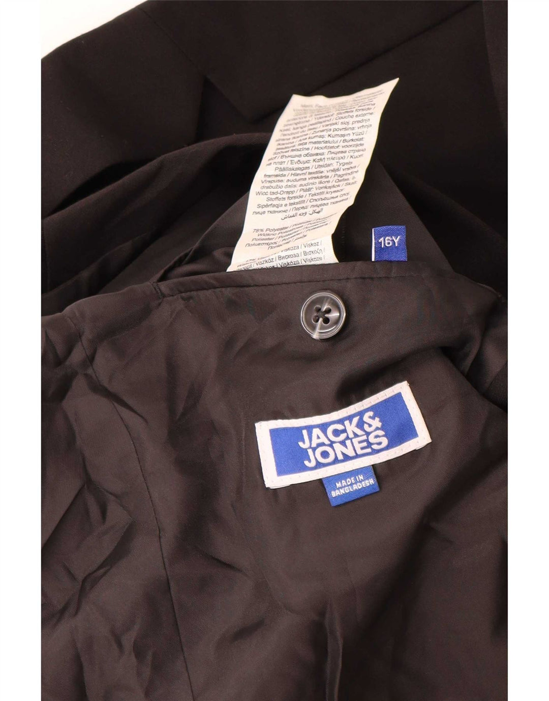 Jack & Jones Jungen-Blazer mit 2 Knöpfen, 15–16 Jahre, schwarzes Polyester