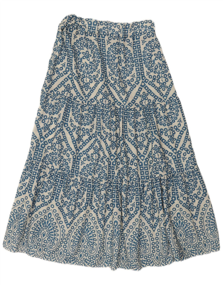 Vintage Damen Maxirock W28 Mittelblaue Paisley-Viskose