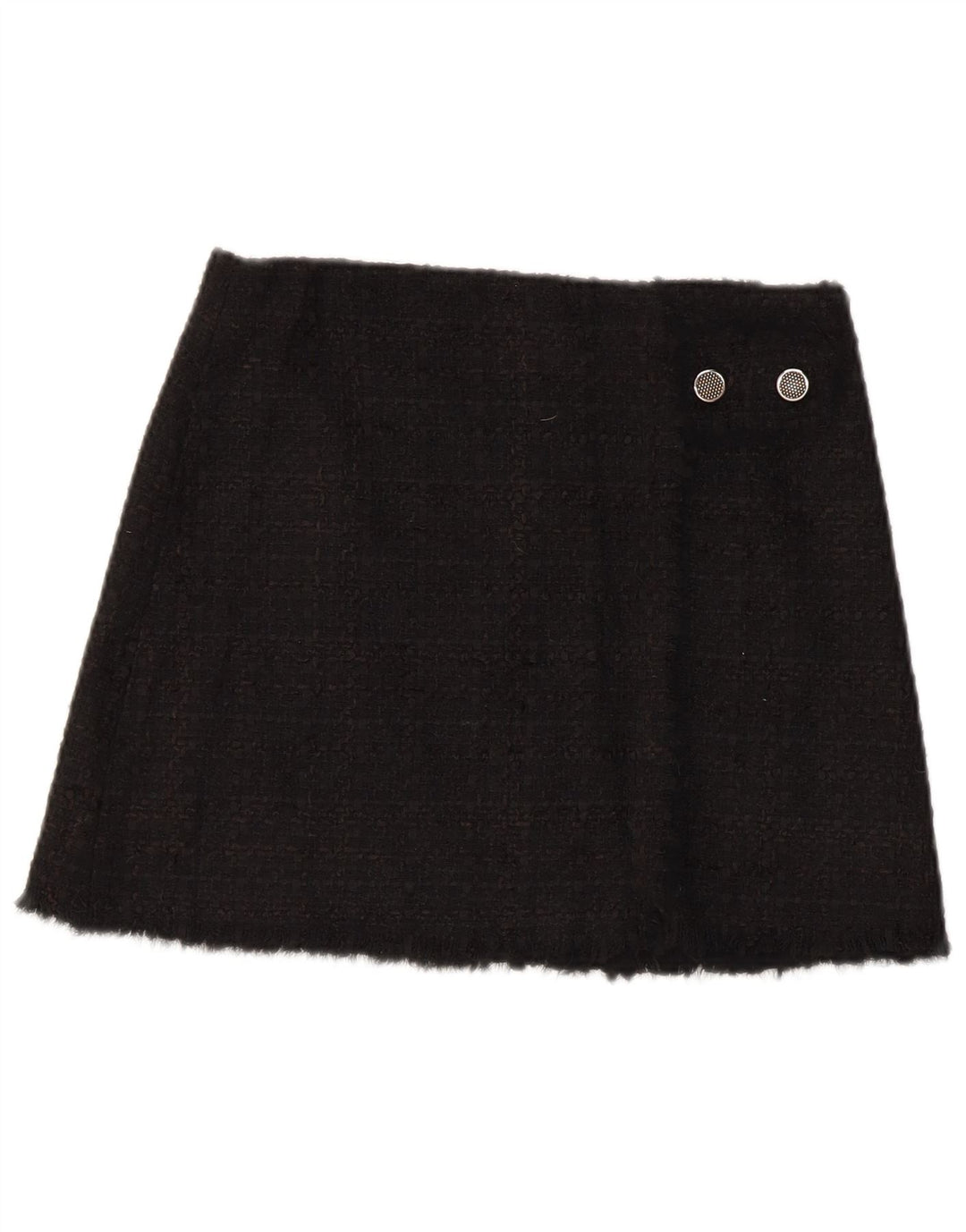 Zara Damen Minirock Small W26 Schwarz kariertes Acryl