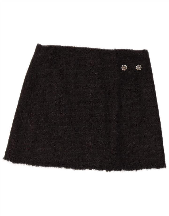 Zara Damen Minirock Small W26 Schwarz kariertes Acryl
