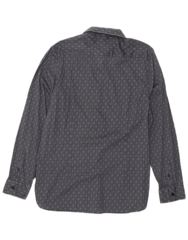 Ted Baker Mens Slim Fit Shirt Size 4 Large Navy Blue Geometric Cotton