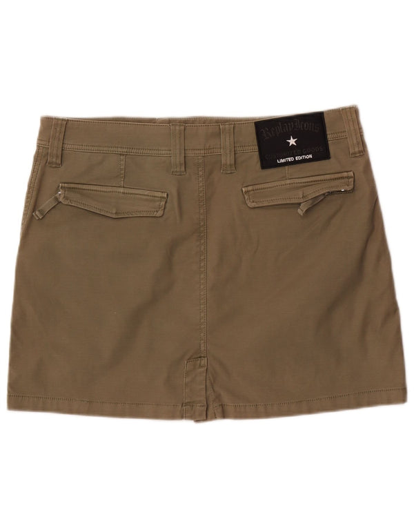 Replay Damen-Cargorock, Größe L, W34, Khaki, Baumwolle