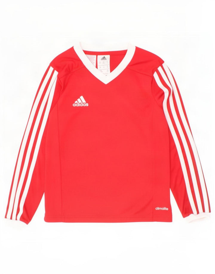 Adidas Jungen Climalite Top Langarm 7–8 Jahre klein Rot Farbblock