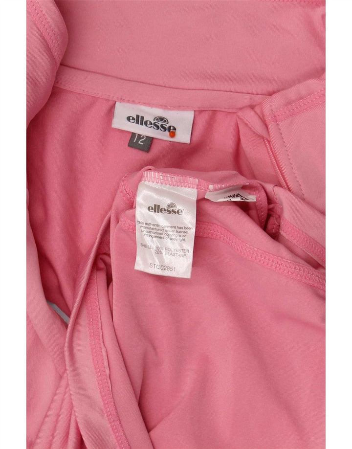 Ellesse Womens Zip Neck Top Langarm UK 12 Mittelrosa Polyester