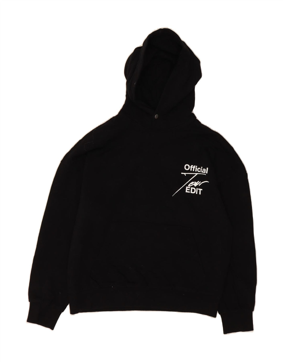 JACK & JONES Mens Graphic Hoodie Jumper Medium Black Vintage Jack & Jones and Second-Hand Jack & Jones from Messina Hembry 