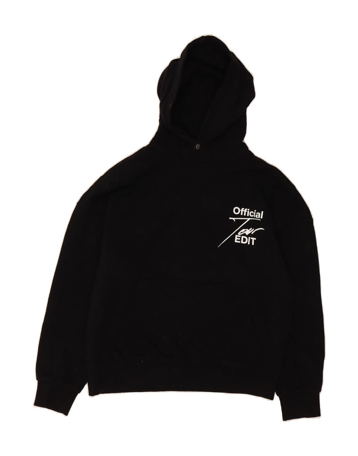 JACK & JONES Mens Graphic Hoodie Jumper Medium Black Vintage Jack & Jones and Second-Hand Jack & Jones from Messina Hembry 